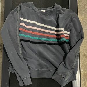 Sundry Gray and Pink Crewneck Sweater with Striking Stripes